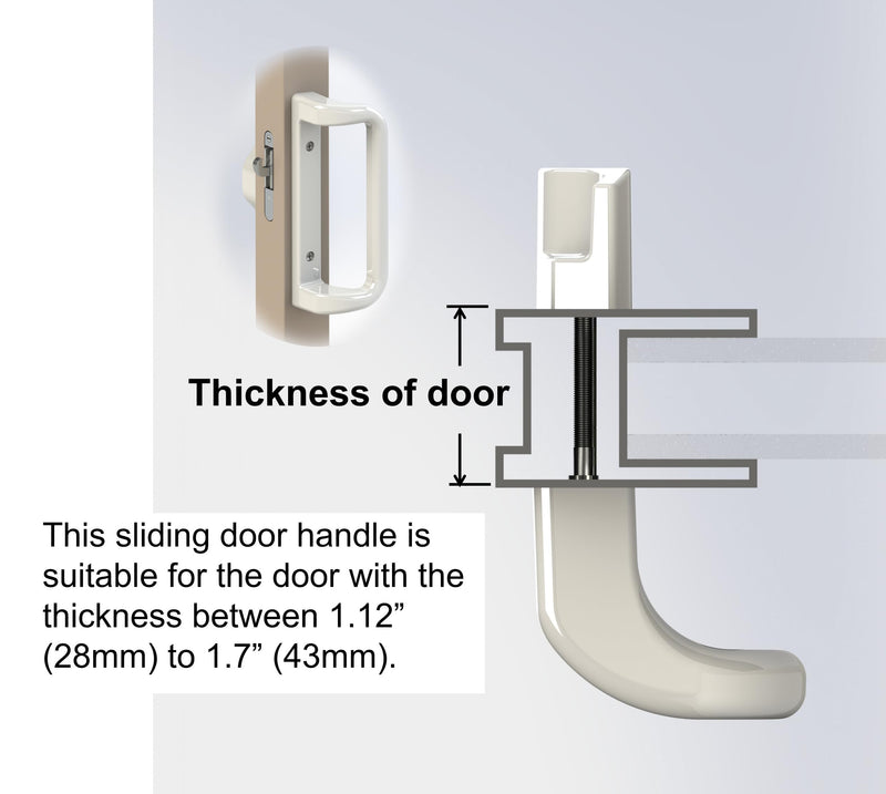 White Patio Door Handle Set with Mortise, Suitable for Replacement Doors Lock 3-15/16”Screw Hole Spacing.Choices That Add a Unique to Your Patio Glass Sliding Door. White