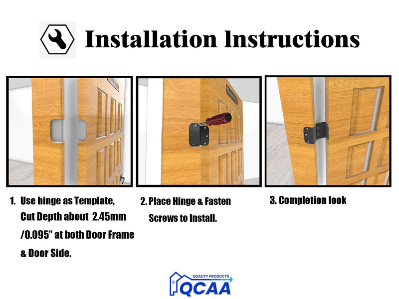 QCAA Heavy Duty 3.5" Swing Clear Offset Door Hinge Loose Pin, 1/4" Radius, Expandable Door Hinge, Nickel, Made in Taiwan, 6 Pack 1/4" Radius-Nickel
