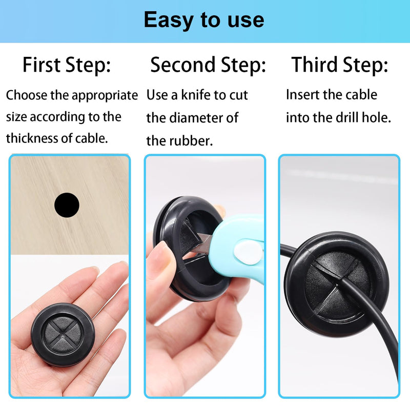 53PCS Rubber Grommets for Wiring, Rubber Grommet Kit in 6 Assorted Drill Hole Sizes 5/8" 13/16" 7/8" 1" 1-3/16" 1-1/2", Two-Sided Rubber Hole Plug for Protecting Wires