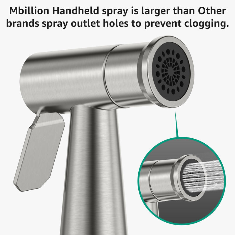 Handheld Bidet Sprayer for Toilet Brushed Nickel with Leakproof Hose,Stainless Steel Cloth Diaper Sprayer,Adjustable Water Pressure,Dual Mode Wall/Toilet Mount Jet Spray for Baby Feminine Senior Wash