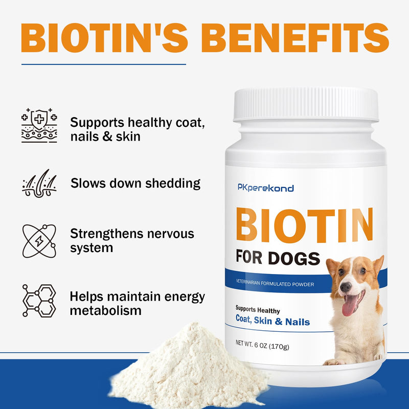Biotin for Dogs, Supports Shiny Coat and Healthy Skin, Strengthens Dog Nails, Biotin Powder Supplement for Dog Shedding, Dry Skin Relief for Dogs, 6 oz - PawsPlanet Australia