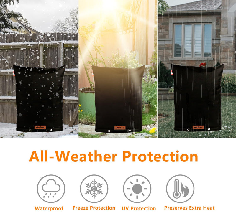 Backflow Preventer Cover Insulated Pouch,Outdoor Pipe Insulation Cover,Winter Well Head Cover Water Well Pump Covers Sprinkler Valve Cover Insulated (Black 17" W×21" H) Black 17''W x 21''H
