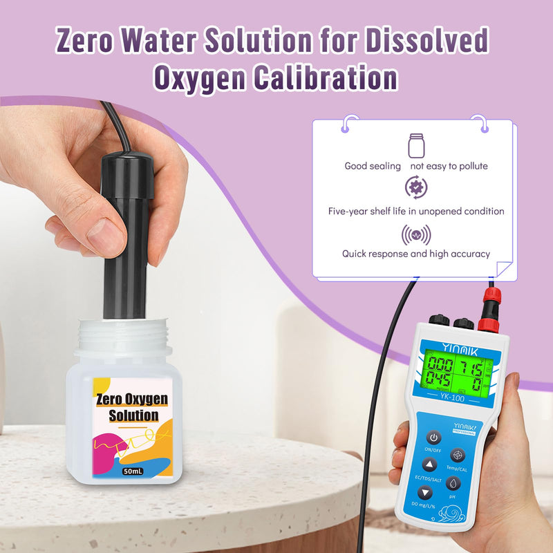 Dissolved Oxygen Test Kit Accessories 1 * 50ml Zero Oxygen Calibration Reagent 2 * 30ml Electrolyte Filling Solution and 6 pcs Membrane Groups for DO Meter Tester