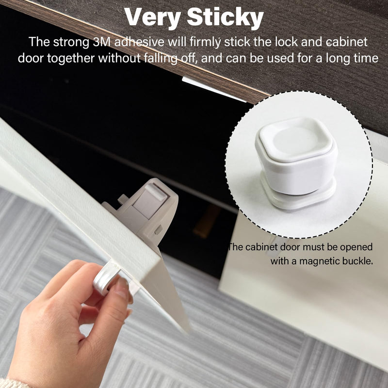 24 Pack Magnetic Cabinet Locks Baby Proofing - Child Safety Cabinet Latch Locks with Adhesive, No Drill or Tools Installation, for Cabinets Drawers Doors 24