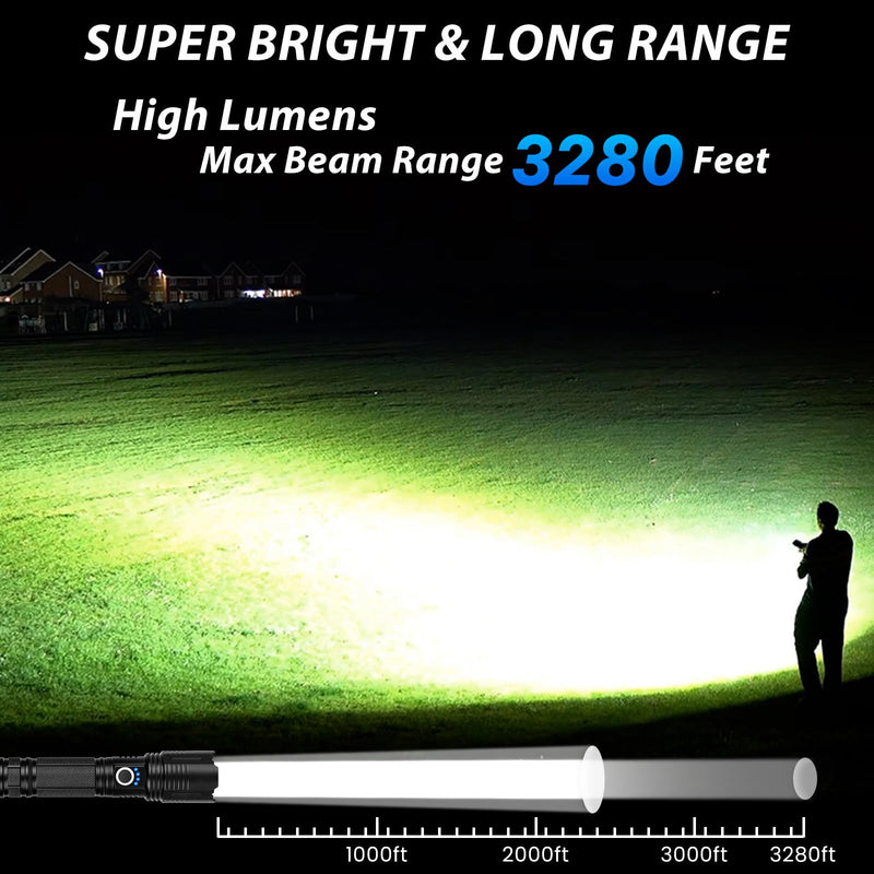 THY TRY 2 Pack Rechargeable Flashlights 90000 High Lumens, Super Bright Rechargeable Flashlights for Home, High Powered Flash Light with 5 Modes for Outdoor Activities