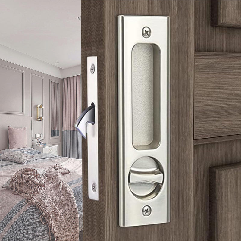 6.3' Privacy Pocket Door Lock Hardware with Double Barn Door Lock, Silver