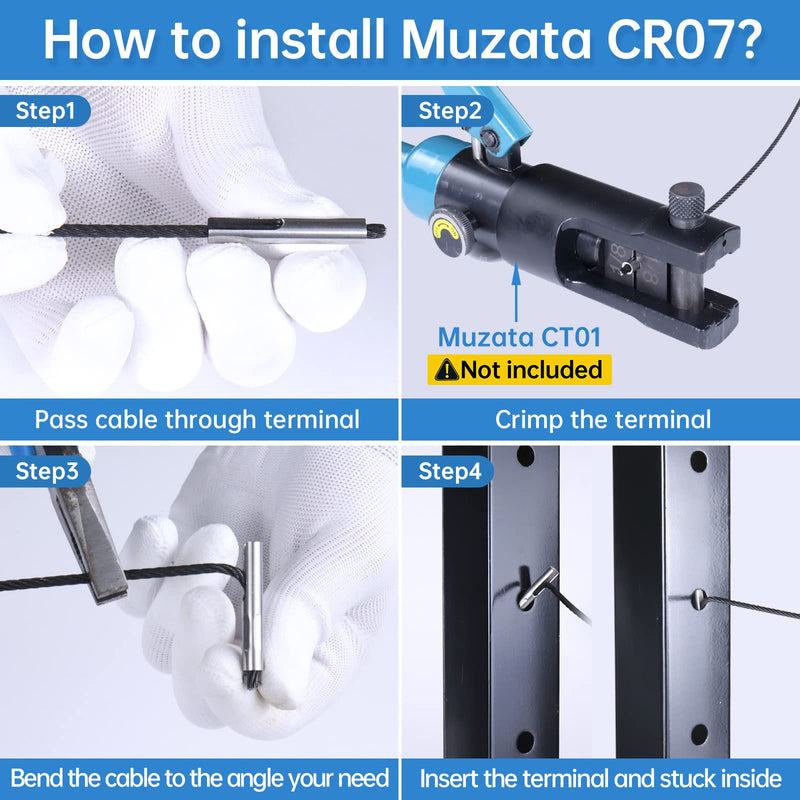 Muzata 40Pack Invisible Cable Railing Hardware Swage Anchor Terminal CR07 40