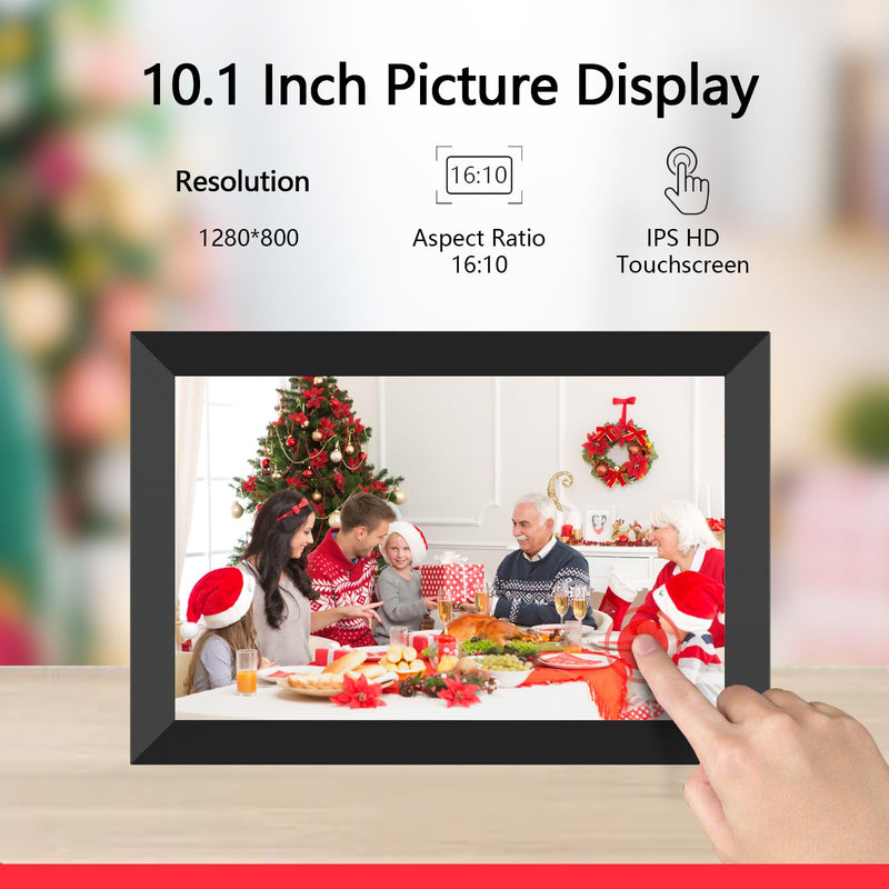 SSAWiFiFrame WiFi Digital Picture Frame,Share Photo via App or Email from Anywhere 10.1‘’ IPS Touchscreen,Auto-Rotate Support Music/Calendar/Weather/Clock, No Limited Cloudly Free App 10.1inch SSA