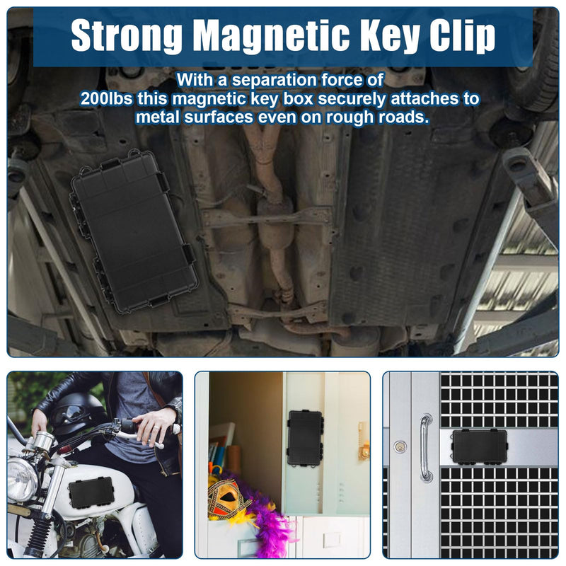 Upgrade Large Magnetic Key Holder Box Under Car, Upgraded Magnetic Storage Box for Hide a Key Outside Waterproof Keys Hider Outdoor, Concealed Storage Case Under Trackers, 7.48" x 4.33" x 1.97", Black