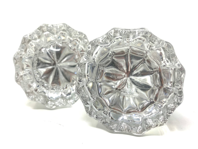 Rousso's Reproductions Depression Crystal Knobs with Set Screws and Spindle (Polished Chrome) (One Pair)