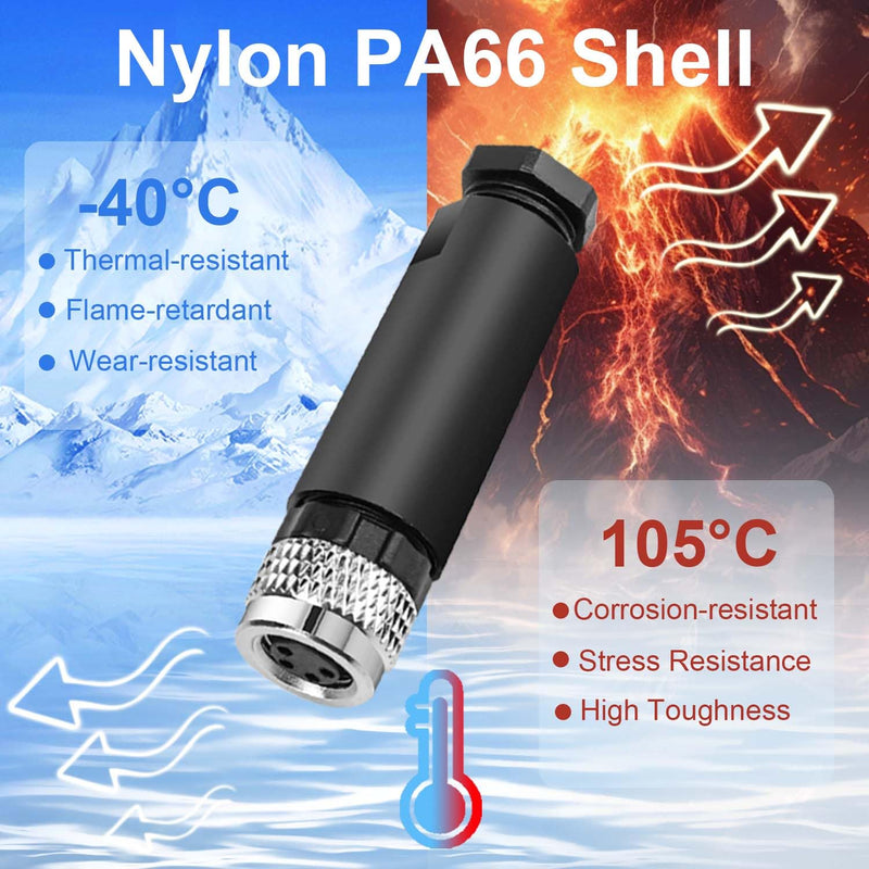10Pcs M8 4-Pin Aviation Connector Female, Industrial A Coding Field Assembly Plug 8mm IP67 Waterproof for Circular Socket Panel Sensor M8-4Pin Female