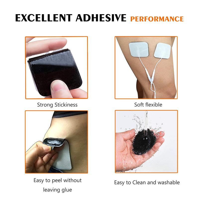 24PCS TENS Unit Replacement Pads 2X2, Latex Free Electrodes Compatible with TENS Machine Use 2mm Pin Connector Lead Wires Such as AUVON TENS, TENS 7000, Etekcity, Nicwell Care Tens White