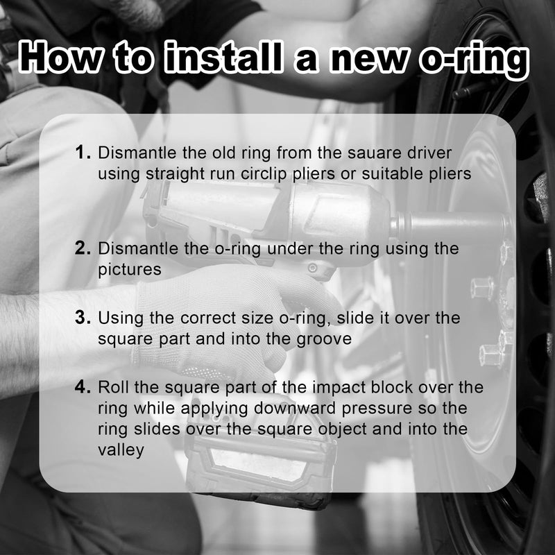 6 set 3/8" & 6 Sets 1/2" Impact Retaining Ring Clip Impact Friction Rings with O-Ring, Including Retainer Ring Anvil Install Tool Compatible with Electric & Pneumatic Impact Wrench