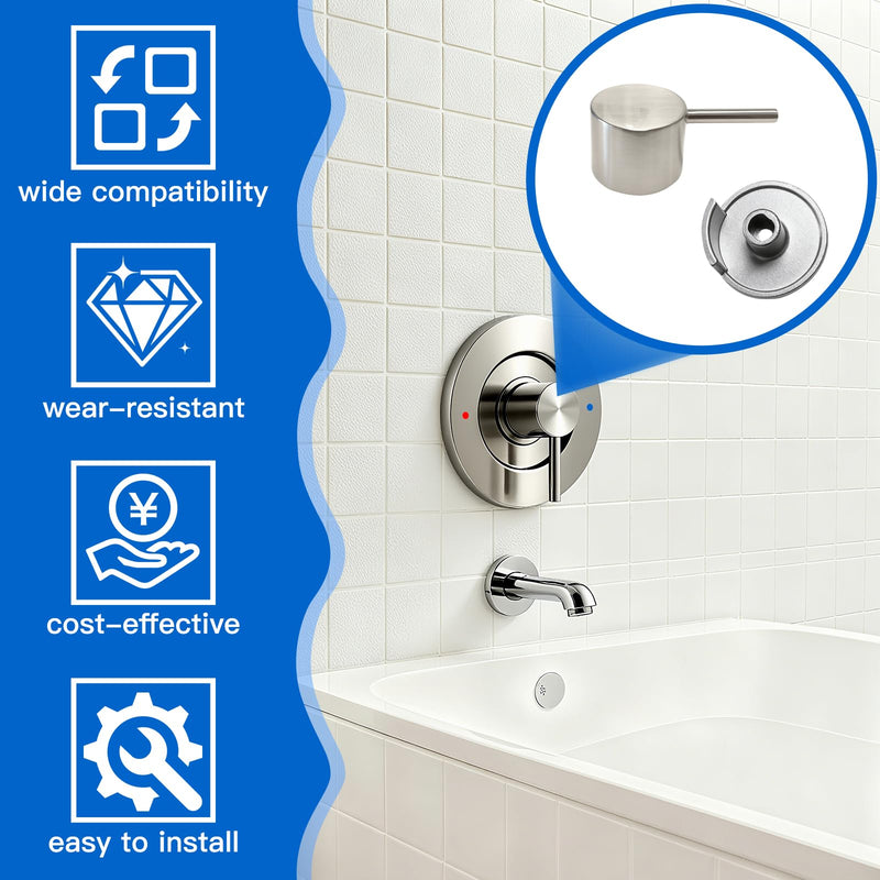All Metal Replacement for Moen Tub/Shower Lever Handle, Compatible with Moen Posi Temp Shower Handle and for Cartridge,Single Handle Faucets for Adjust Water Volume and Temperature,Brushed Nickel Brushed Nickel