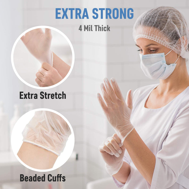 Dre Health Medium Clear Vinyl Medical Exam Gloves - Pack of 100 Medium (Pack of 100)