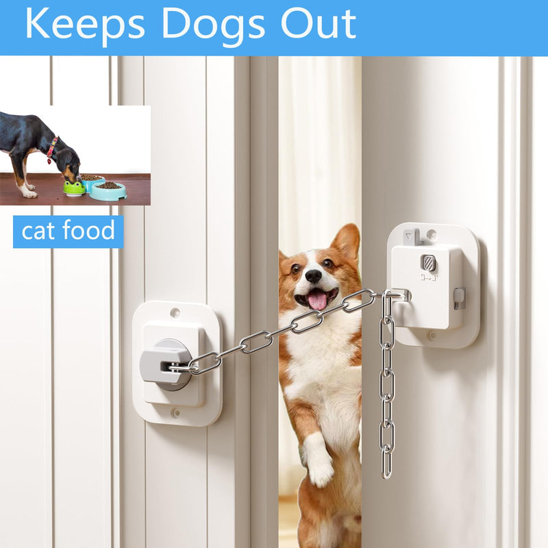 YEYA Cat Door Latch & Stopper-Adjustable Strap from 1.5" to 10", 2-Pack Door Holder & Prop to Keep Door Open for Cats, No Tools Required White 2 Pack