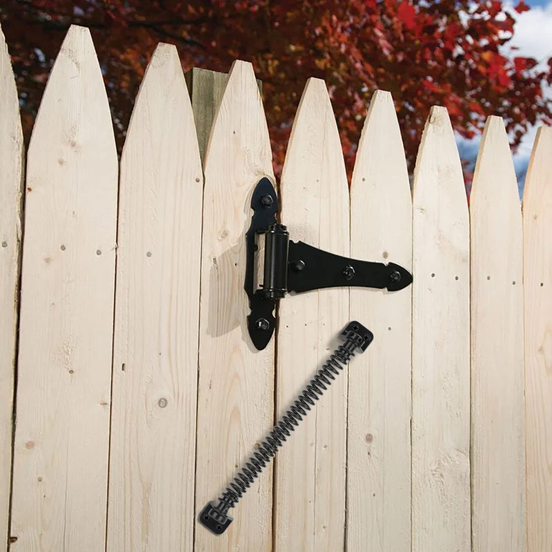 11-1/2" Gate Spring Self Closing Heavy Duty Outdoor Door Spring Automatic Metal Gate Closure Hardware with Adjustable Tool for Wooden and Vinyl Fence, Black, 2 Pcs