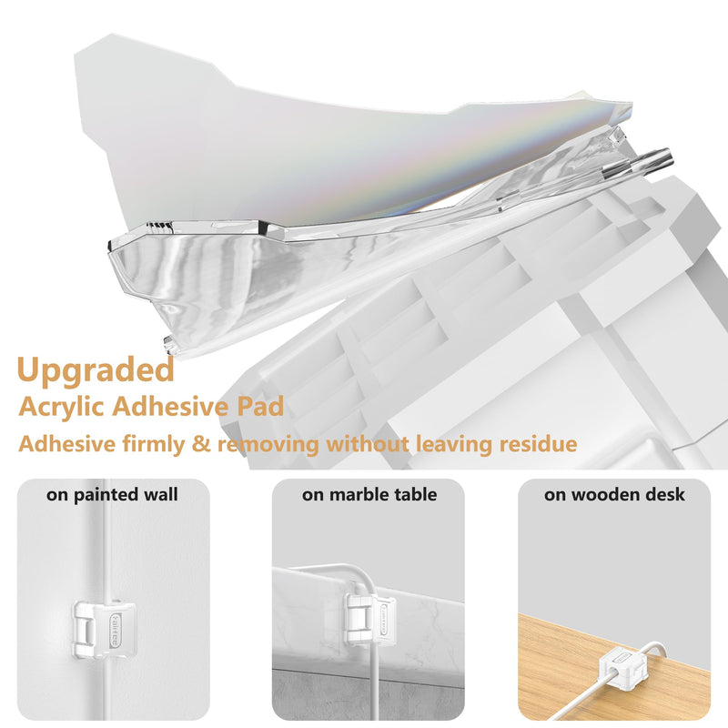 6 Pack Magnetic Cable Clips [Cable Smooth Adjustable] Cord Holder,Under Desk Cable Management,Kailfee Adhesive Wire Holder Keeper Organizer for Home | Office | Car | Desk | Nightstand | Strong Magnet 6 pc white