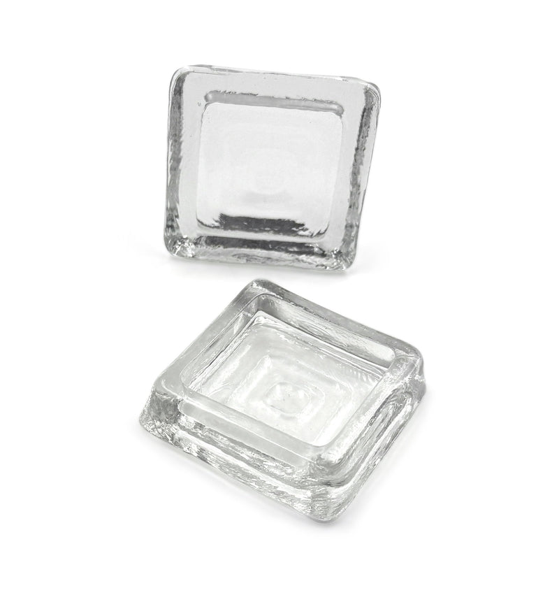 Set of 4 Clear Glass Furniture Coasters – 2 1/2 x 2 1/2” Square Handcrafted Caster Cups for Chairs, Tables, Sofas – Durable Floor Protectors for Hardwood, Tile, Carpet, Slate - Furniture Cups by A29 2 1/2" (Set of 4)