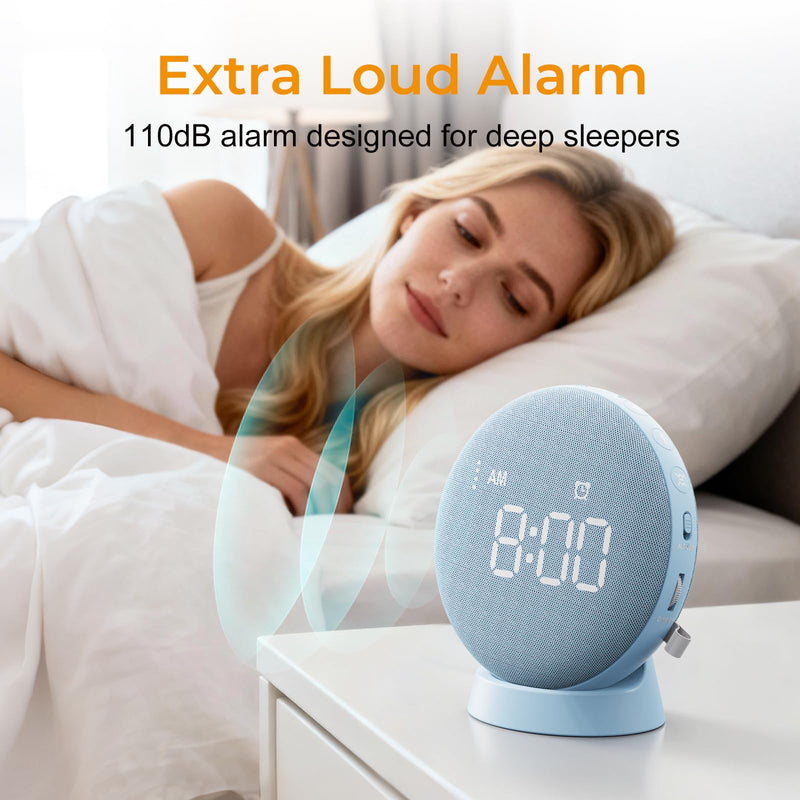 Gianna 110dB Loud Alarm Clock for Heavy Sleepers - Vibrating Alarm Clock, 3 Wake Modes, Auto-Dimming, Rechargeable Battery Operated Bed Shaker for Bedroom and Travel