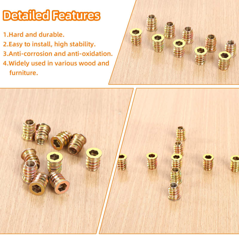 3/8-16 x 25mm Wood Inserts Bolt Furniture Screw in Nut Threaded Fastener Connector Hex Socket Drive for Wood Furniture, 25 PCS 3/8-16 x 25mm
