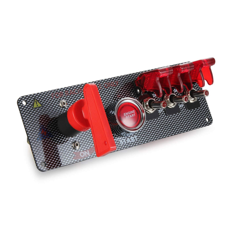 G Madlife Garage 12V 30A Flip-Up Ignition Switch Panel 5 in 1 Car Engine Start Push Button LED Toggle for Car Auto Power Speediness Racing Cars