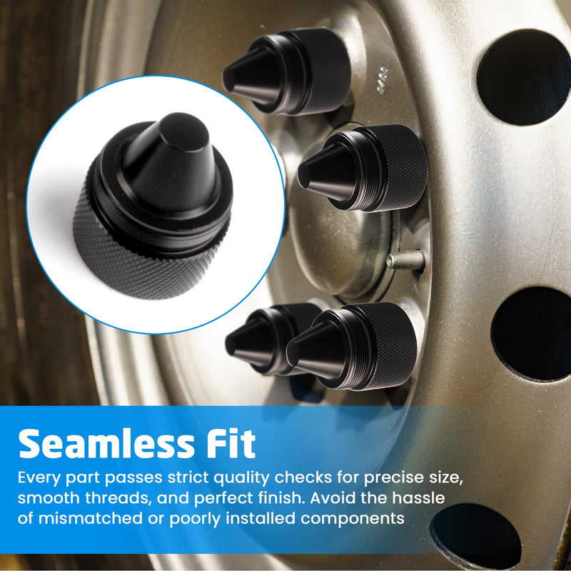 1.375" X24 Aluminum Alloy Cone Shaped Parts, 12 Pack Sealed End Cap Fit for Tire Anti Theft Cover Black 1.375 inches