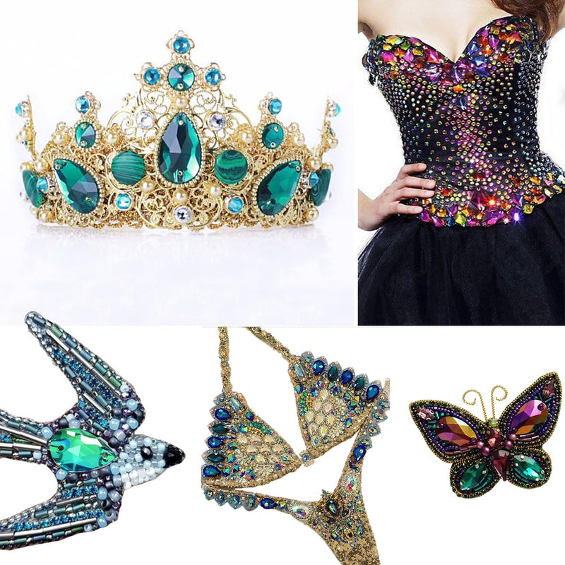 DONGZHOU Sew On Rhinestones for Clothes,71Pcs Sew On Crystals with Holes Flatback Sewing Stones Mix Shape Glass Crystal Gems for Jewelry, Shoes, Costume Peridot