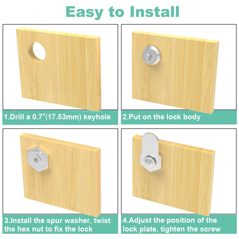 6 Pack Cabinet Locks with Keys, 5/8" Cam Lock Keyed Alike, Mailbox Lock Replacement Secure Drawer Tool Box Mail Box RV Door, Zinc Alloy 6 Pack 5/8 Inch