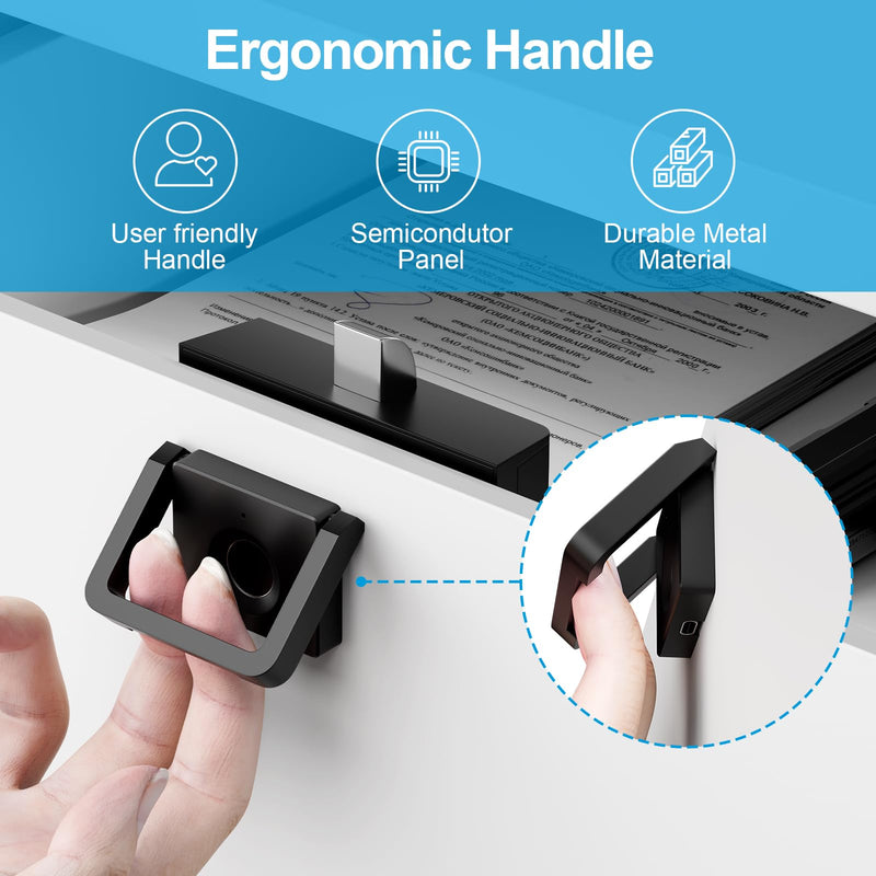 Handle-Style Fingerprint Cabinet Lock, Smart Biometric, Matte Black, Waterproof F053