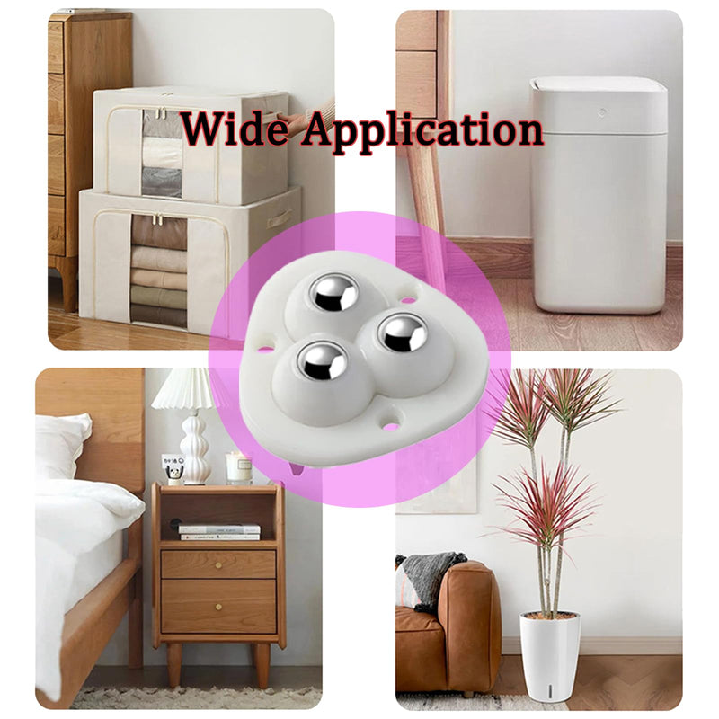 Self Adhesive Caster Wheels for Small Appliances, 360°Rotation Mini Caster Wheels for Furniture Storage Bins (4 PCS, White) Drcoevo 4 White 3 Ball Bearings