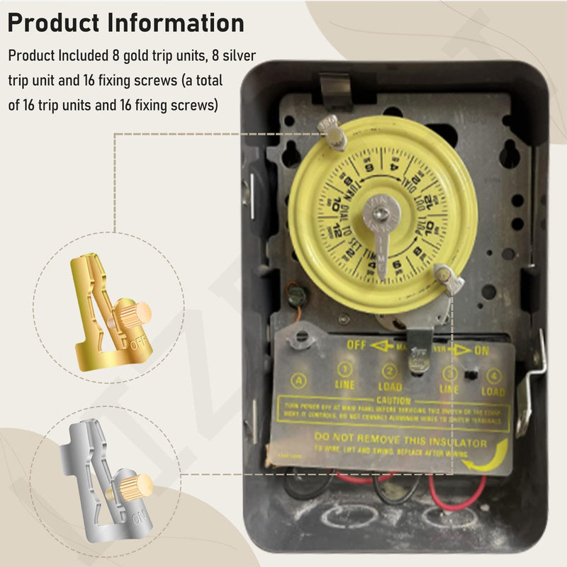 8 Sets of 156T1978A Time Switch Tripper Kit Compatible with Intermatic T100, T7000, WH40 Series Timers T101, T102, T103, T104, 102-20, 104-20 etc (8 ON / 8 Off)