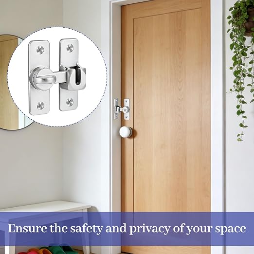 Silvery Enhanced Security Flip Latch Lock - Heavy-Duty 90/180 Degree Sliding and Swing Door Latch for Barns, Gates, and More Silvery_F47 1