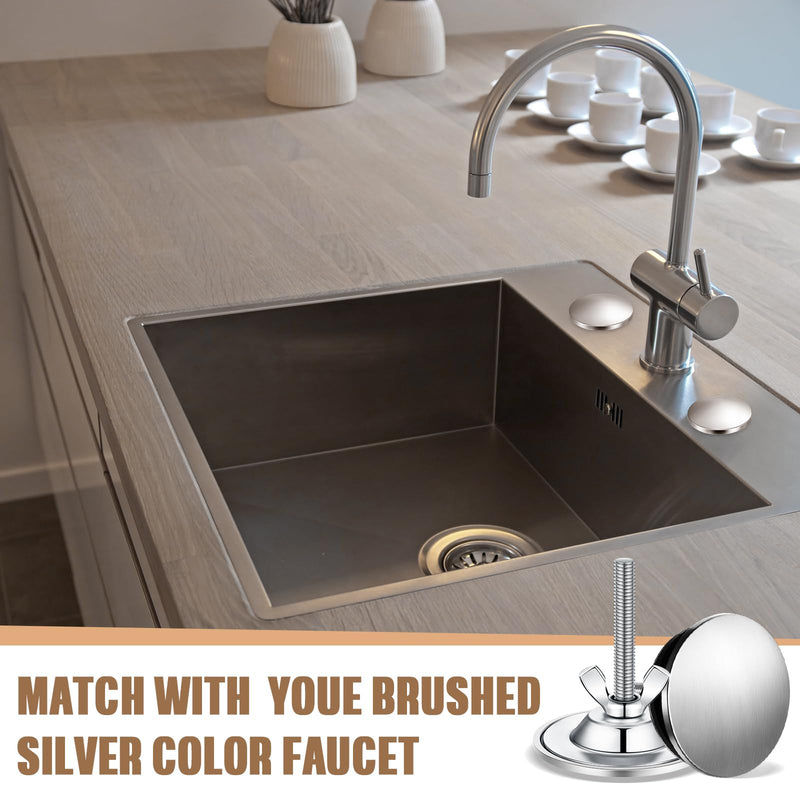 LEIFIDE 2 Pcs 2 Inch Kitchen Sink Hole Cover Faucet Hole Cover Stainless Steel Kitchen Sink Tap Plate Stopper Blanking Metal Plug(Brushed Stainless Steel) Brushed Stainless Steel - NewNest Australia