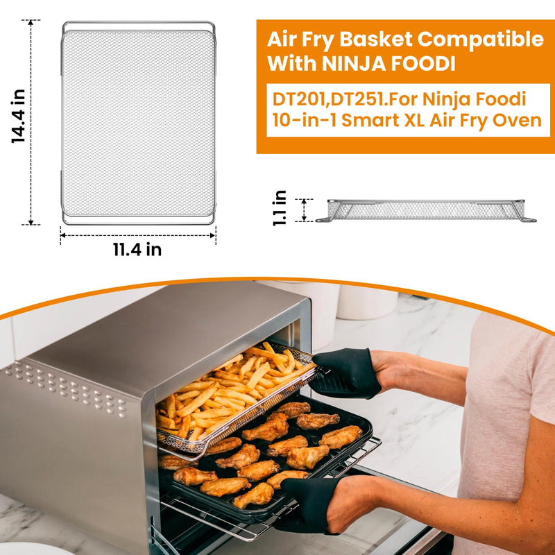 for Ninja Foodi Replacement Air Fryer Oven Basket, Original Replacement Baking Trays for NINJA DT201 DT251 Foodi Digital Air Fryer Oven, Mesh Basket, Ideal Accessories for Air Frying and Dehydrating for DT200 Series