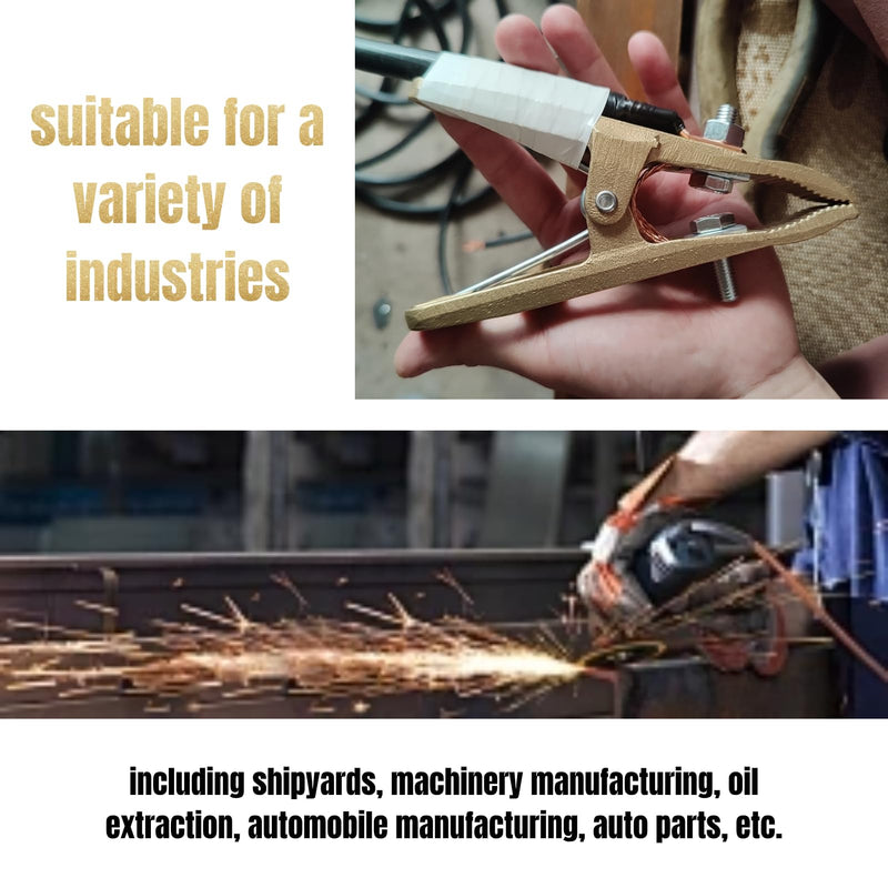 500A Ground Clamp for Welding Machine, Brass A-Shape Earth Grounding Clamp with Copper Grip Clip, Welder Ground Cable Connection Tool