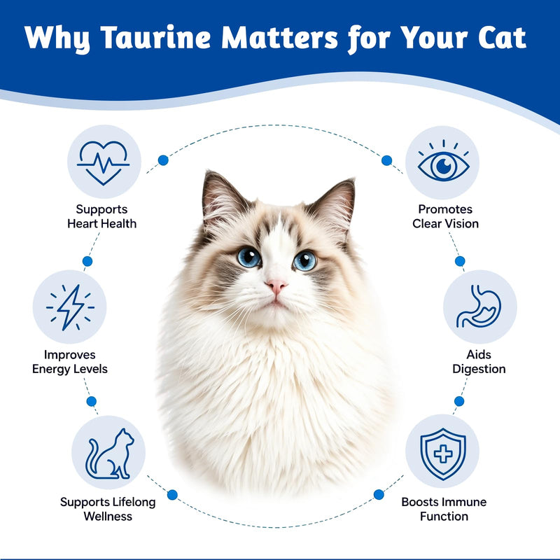 Taurine for Cats Drop 4 oz, Cats Taurine Supplement 200mg High Potency for Heart & Eye Health, Amino Acid Support for Vision & Immune System with 1ml Precision Syringe