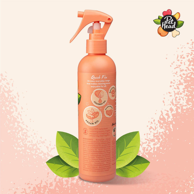 Pet Head Quick Fix Dog Dry Clean Spray | Peach Scent | Dry Dog Shampoo for Smelly Dogs | Nourishes and Softens Coat & Skin | Vegan | Gentle Formula for Puppies | Made in USA | 10.1 fl. oz. - PawsPlanet Australia