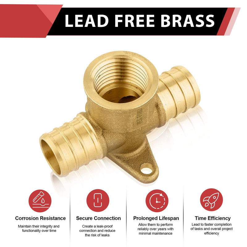 10-PACK EFIELD 1/2"Pex Female Drop-ear Tee Crimp Fitting (PEX1807170-10) 1/2 Inch 10