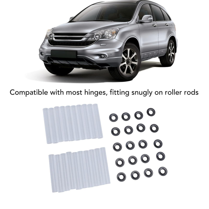 Garage Door Hinge Quiet Roller Sleeves, 20 Sets Garage Door Hinge Quiet Roller Sleeves 11mm ID 80mm Length Roller Shaft Nuts Bearing Gaskets for Cars RV Garage Doors