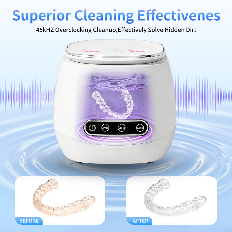 2026 New Ultrasonic Retainer Cleaner Machine,45khz Dental Cleaning Pod for Denture,Aligners,Mouth Guards,Night Guards,Jewelry,Toothbrush, 200ml Dental Cleaning Pod,3 Modes for Multiple Dental