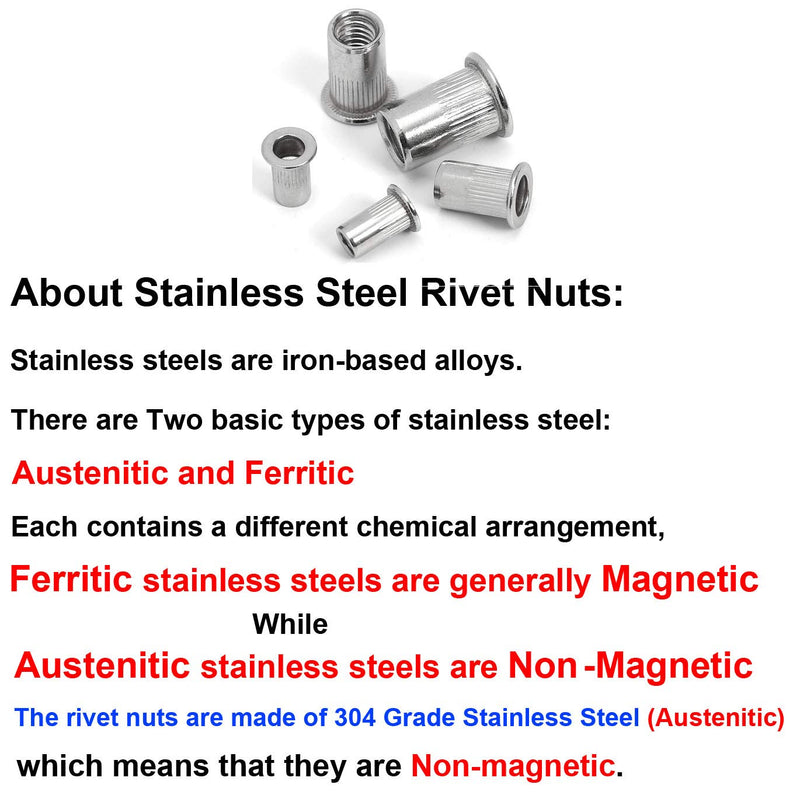 40pcs M6 Rivet Nuts Stainless Steel Threaded Rivet Insert Nuts Rivnuts Nutsert M6-1.0mm