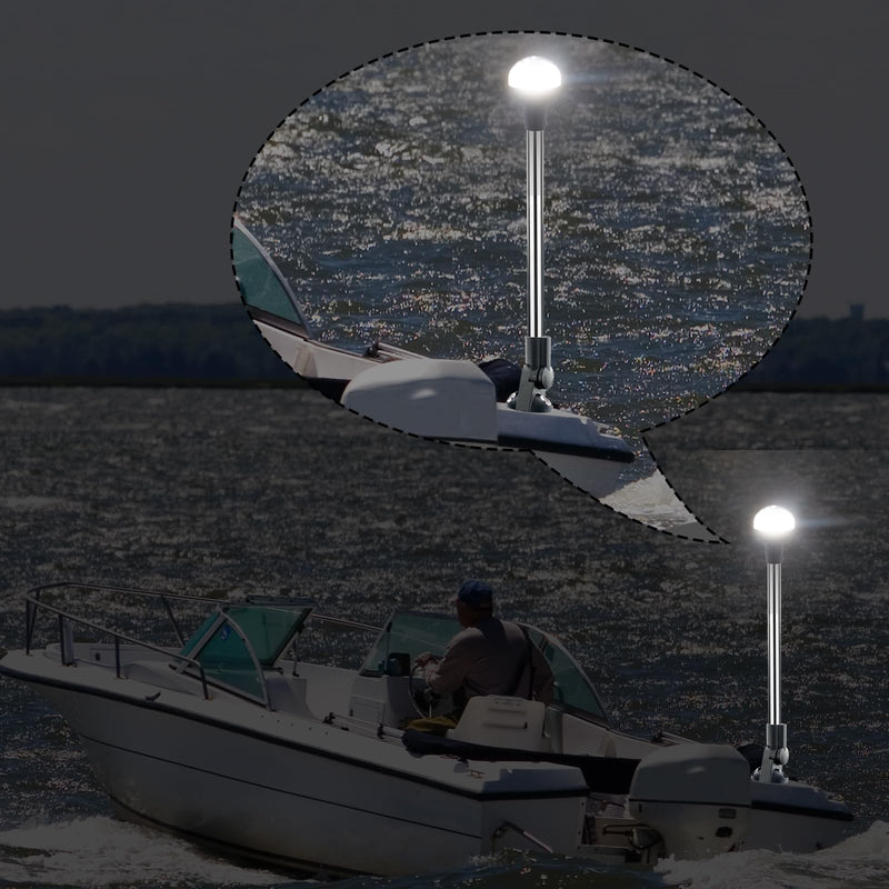 16 Inches Stern Light,Bimini Top Light,Navigation Lights,White Anchor Lights,Folding Base,USCG Certified 2NM,for Pontoon Boats