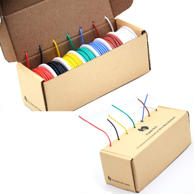 22 awg Silicone Electrical Wire Cable 7 Colors (26ft Each) 22 Gauge Hookup Wires kit Stranded Tinned Copper Wire Flexible and Soft for DIY 22awg-Stranded