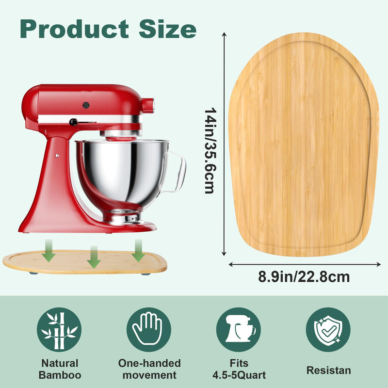 Food-Grade Bamboo Mixer Slider for KitchenAid 4.5-5 Qt Tilt Head Stand Mixer, Appliance Sliding Mat for Kitchenaid Artisan, Kitchen Countertop Storage Accessories Mixer Moving Tray Attachments for 4.5-5 Qt Tilt Head Mixer