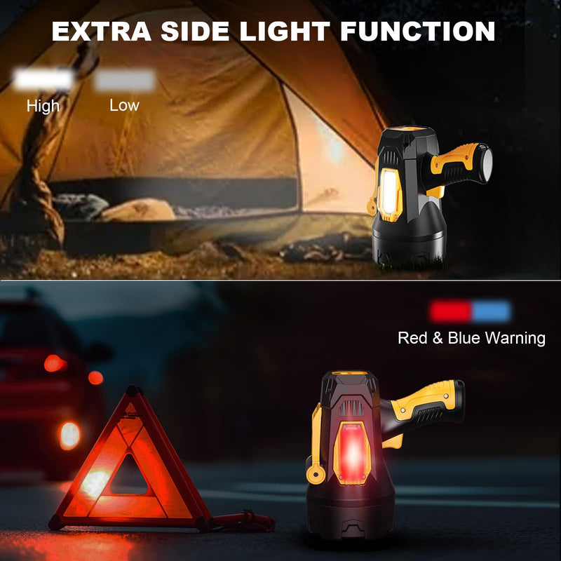 MIXILIN Rechargeable Spotlight 99,000 Lumens, Super Bright LED Spotlight Flashlight Outdoor with COB Light & Foldable Tripod, 10000ɱAh Long Lasting Large Handheld Spot Light for Boating Camping