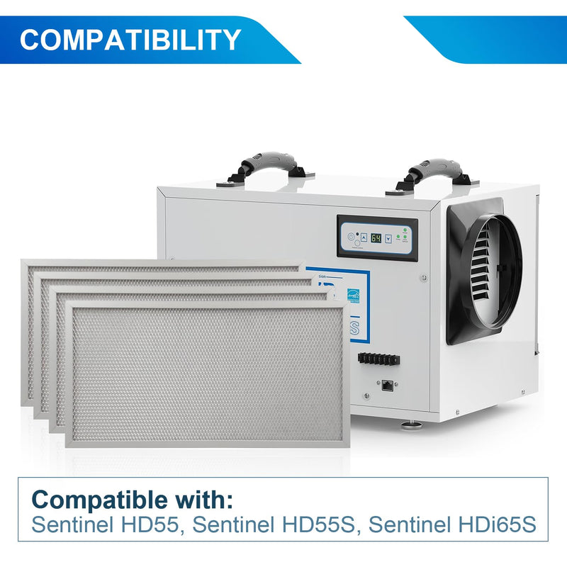 4 Pack MERV-8 Filter Replacement Set Compatible with AlorAir Basement Dehumidifiers Sentinel HD55 Sentinel HDi65