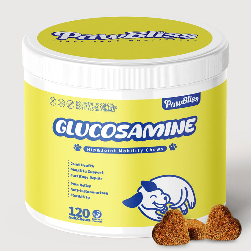 Glucosamine Joint Supplement for Dogs Joint Pain Relief – Glucosamine Chondroitin MSM & Turmeric Hip & Joint Support Chews for Large & Senior Dogs – 120 Ct Glucosamine chew