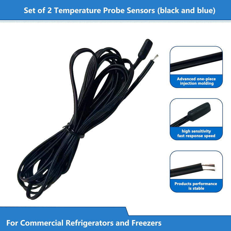 Set of 2 Temperature Probe Sensors（Black and Blue） for Commercial Refrigerators and Freezers Temperature Probes & Sensors 12 Month Warranty