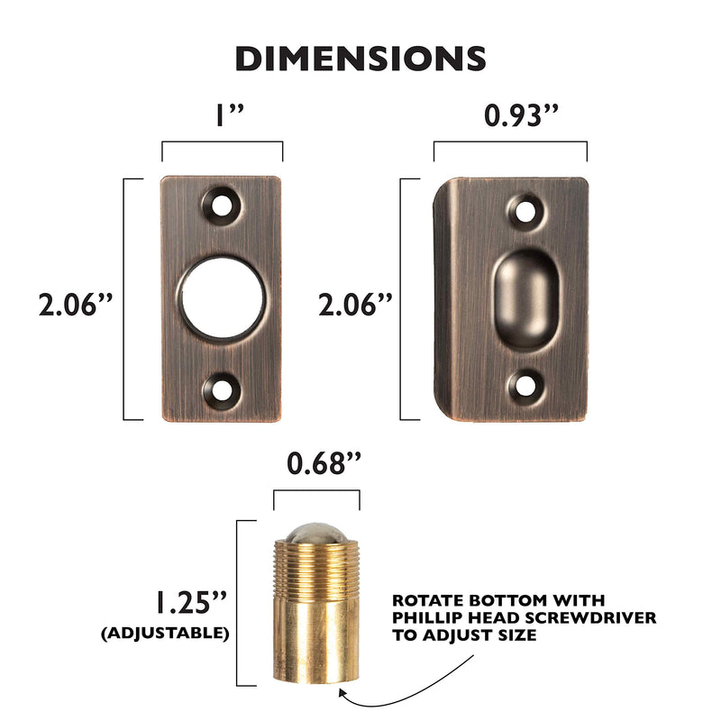Ilyapa French Door Ball Catch - 4 Pack Oil Rubbed Bronze Closet Door Adjustable Screw in Ball Catch Latch for Kitchen Pantry, Laundry Room, Mud Room 4 Pack Adjustable